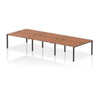 Impulse Bench B2B 6 Person 1400 Black Frame Office Bench Desk Walnut