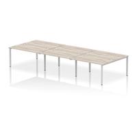 Impulse Bench B2B 6 Person 1400 Silver Frame Bench Desk Grey Oak