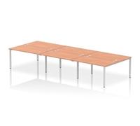 Impulse Bench B2B 6 Person 1400 Silver Frame Office Bench Desk Beech