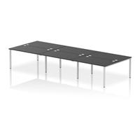 Impulse Bench B2B 6 Person 1400mm Silver Frame Office Bench Desk Black