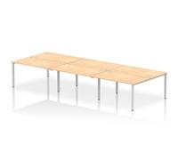 Impulse Bench B2B 6 Person 1400 Silver Frame Office Bench Desk Maple