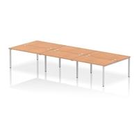 Impulse Bench B2B 6 Person 1400 Silver Frame Office Bench Desk Oak