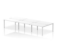 Impulse Bench B2B 6 Person 1400 Silver Frame Office Bench Desk White