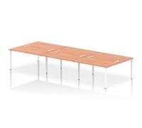 Impulse Bench B2B 6 Person 1400 White Frame Office Bench Desk Beech