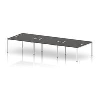 Impulse Bench B2B 6 Person 1400 White Frame Office Bench Desk Carbon Grey