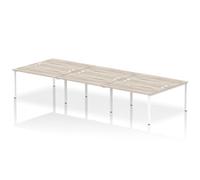 Impulse Bench B2B 6 Person 1400 White Frame Office Bench Desk Grey Oak