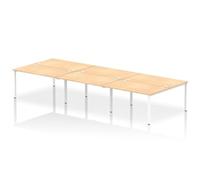 Impulse Bench B2B 6 Person 1400 White Frame Office Bench Desk Maple