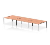Impulse Bench B2B 6 Person 1600 Black Frame Office Bench Desk Beech