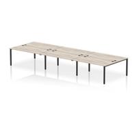 Impulse Bench B2B 6 Person 1600 Black Frame Office Bench Desk Grey Oak