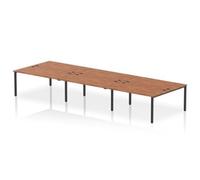 Impulse Bench B2B 6 Person 1600 Black Frame Office Bench Desk Walnut