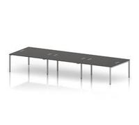 Impulse Bench B2B 6 Person 1600 Silver Frame Bench Desk Carbon Grey