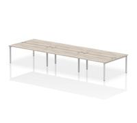 Impulse Bench B2B 6 Person 1600 Silver Frame Bench Desk Grey Oak