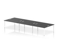 Impulse Bench B2B 6 Person 1600 White Frame Office Bench Desk Black