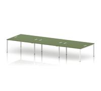 Impulse Bench B2B 6 Person 1600 White Frame Office Bench Desk Moss Green
