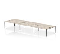 Impulse Bench B2B 6 Person 1800 Black Frame Office Bench Desk Grey Oak