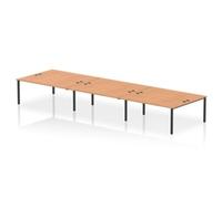 Impulse Bench B2B 6 Person 1800 Black Frame Office Bench Desk Oak