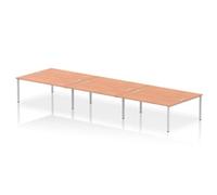 Impulse Bench Bench B2B 6 Person 1800 Silver Frame Office Bench Desk Beech