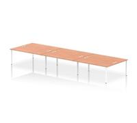 Impulse Bench Bench B2B 6 Person 1800 White Frame Office Bench Desk Beech