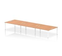Impulse Bench B2B 6 Person 1800 White Frame Office Bench Desk Oak