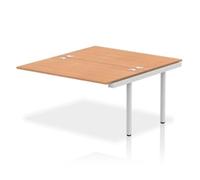 Impulse Bench B2B Ext Kit 1400 Silver Frame Office Bench Desk Oak