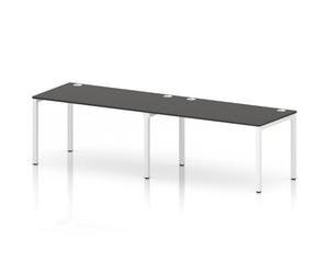 Impulse Bench One Row 2 Person 1400 White Frame Bench Desk Carbon Grey