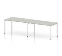 Impulse Bench One Row 2 Person 1400 White Frame Bench Desk Dove Grey