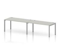 Impulse Bench One Row 2 Person 1600 Silver Frame Bench Desk Dove Grey
