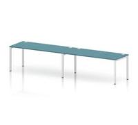 Impulse Bench One Row 2 Person 1800 White Frame Bench Desk Dark Teal