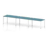 Impulse Bench One Row 3 Person 1400 White Frame Bench Desk Dark Teal