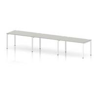 Impulse Bench One Row 3 Person 1400 White Frame Bench Desk Dove Grey