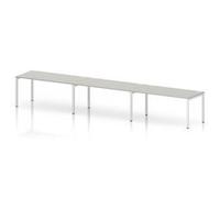 Impulse Bench One Row 3 Person 1600 White Frame Bench Desk Dove Grey