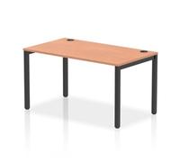 Impulse Bench Single Row 1400 Black Frame Office Bench Desk Beech