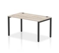 Impulse Bench Single Row 1400 Black Frame Office Bench Desk Grey Oak