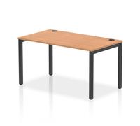 Impulse Bench Single Row 1400 Black Frame Office Bench Desk Oak