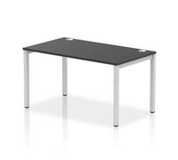 Impulse Bench Single Row 1400 Silver Frame Office Bench Desk Black