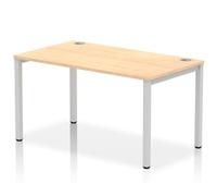 Impulse Bench Single Row 1400 Silver Frame Office Bench Desk Maple