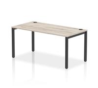 Impulse Bench Single Row 1600 Black Frame Office Bench Desk Grey Oak