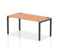 Impulse Bench Single Row 1600 Black Frame Office Bench Desk Oak