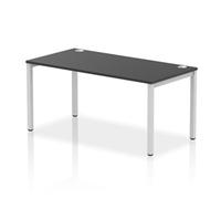 Impulse Bench Single Row 1600mm Silver Frame Office Bench Desk Black