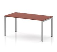 Impulse Bench Single Row 1600 Silver Frame Office Bench Desk Brick Red