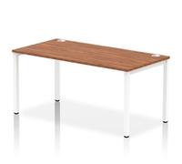 Impulse Bench Single Row 1600 White Frame Office Bench Desk Walnut
