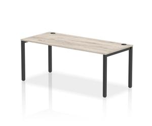 Impulse Bench Single Row 1800 Black Frame Office Bench Desk Grey Oak
