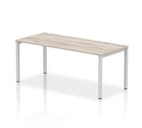 Impulse Bench Single Row 1800 Silver Frame Office Bench Desk Grey Oak