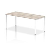 Impulse Bench Bench Single Row 1800 White Frame Office Bench Desk Grey Oak