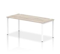 Impulse Bench Single Row 1800 White Frame Office Bench Desk Grey Oak