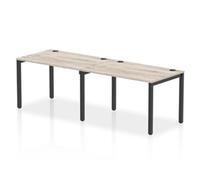 Impulse Bench Single Row 2 Person 1200 Black Frame Bench Desk Grey Oak