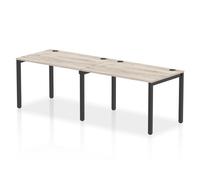 Impulse Bench Single Row 2 Person 1200 Black Frame Office Bench Desk Grey Oak