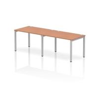 Impulse Bench Single Row 2 Person 1200 Silver Frame Bench Desk Beech