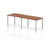 Impulse Bench Single Row 2 Person 1200 Silver Frame Bench Desk Walnut