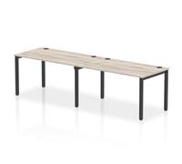 Impulse Bench Single Row 2 Person 1400 Black Frame Bench Desk Grey Oak